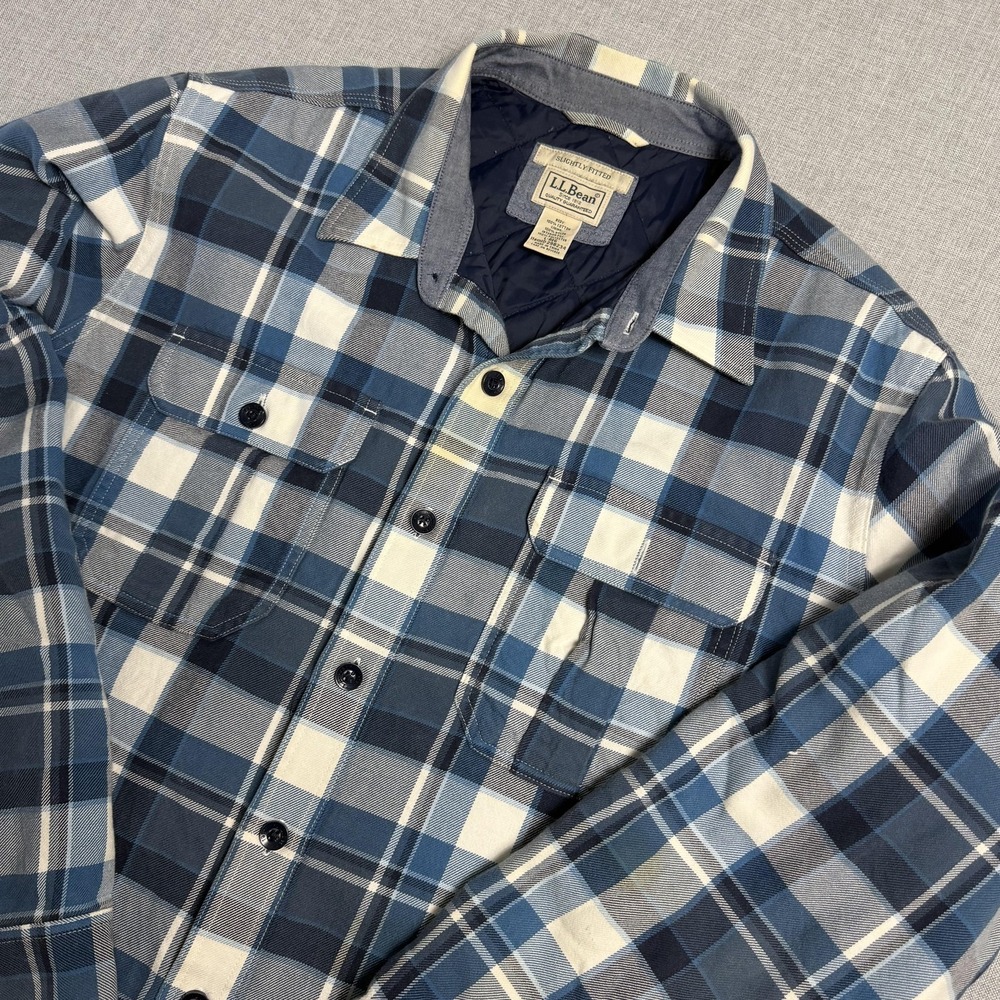 L.L. Bean PrimaLoft Quilt-Lined Plaid Flannel Shacket Men's L Multicolor Plaid